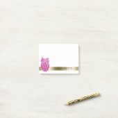Post-it® Créez votre propre hibou rose | mignon nommé (Sur un bureau)