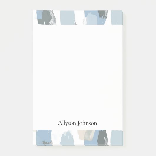 Post-it® Crème Bleu Blanc Abstrait (Devant)