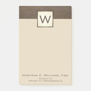 Post-it® Crème Brown Faux Cuir Monogramme Exécutif