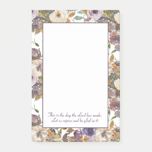 Post-it® Crème violette ivoires Floral chrétien Bible Verse
