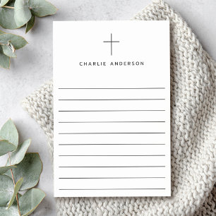 Post-it® Croix chrétienne élégante nom aligné blanc