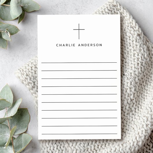 Post-it® Croix chrétienne élégante nom aligné blanc