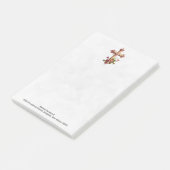 Post-it® Croix en bois élégante aux fleurs roses (Incliné)