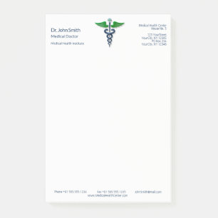 Post-it® Croix Médicale bleue Stylish Caduceus Green Wings