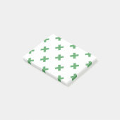 Post-it® Croix verte coutures sur blanc (Incliné)