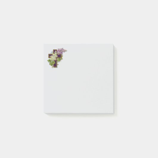 Post-it® Croix Violette Et Fleurs (Devant)