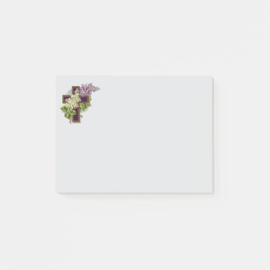 Post-it® Croix Violette Et Fleurs (Devant)