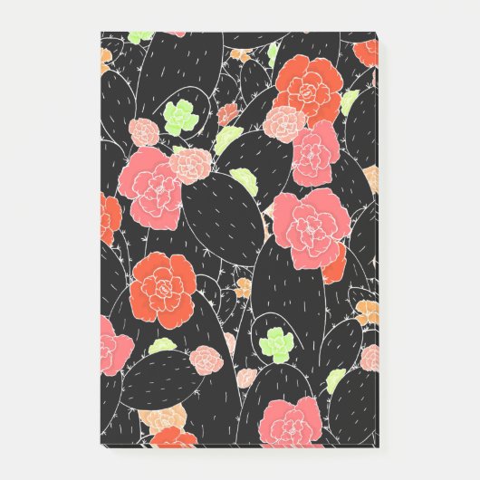 Post-it® Croquis de fleurs de cactus roses (Devant)