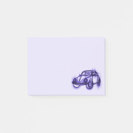 Post-it® Croquis de voiture mignonne en violet (Devant)