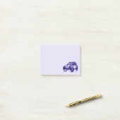 Post-it® Croquis de voiture mignonne en violet (Sur un bureau)
