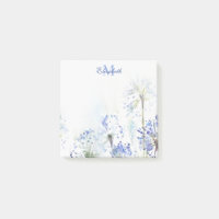 Croquis en aquarelle de fleurs d'été bleu monogram