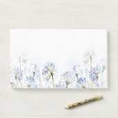 Post-it® Croquis en aquarelle des fleurs d'été bleues (Sur un bureau)