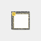 Post-it® Croquis floral foncé Motif Monogramme jaune noir (Devant)
