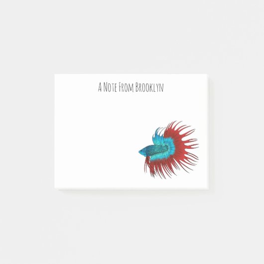 Post-it® Crowntail betta fish dessin animé (Devant)