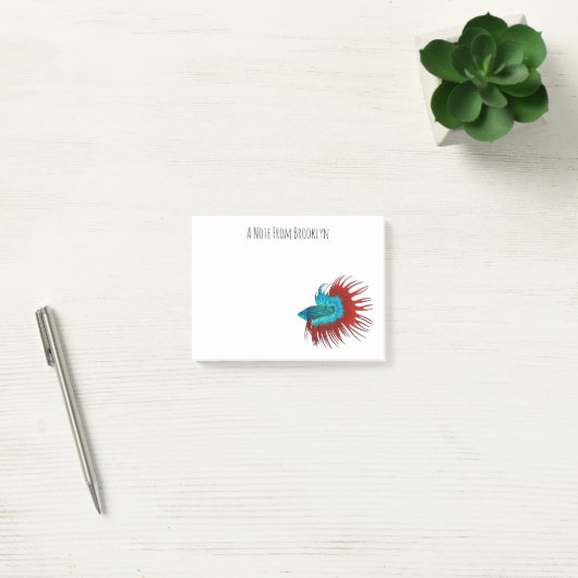 Post-it® Crowntail betta fish dessin animé (Bureau)