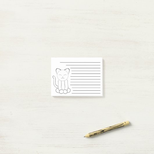 Post-it® Cube chatte noir blanc kitté (Sur un bureau)