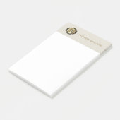 Post-it® Cuir Blanc Crème au Monogramme Doré Élégant (Incliné)