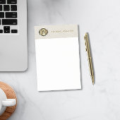 Post-it® Cuir Blanc Crème au Monogramme Doré Élégant