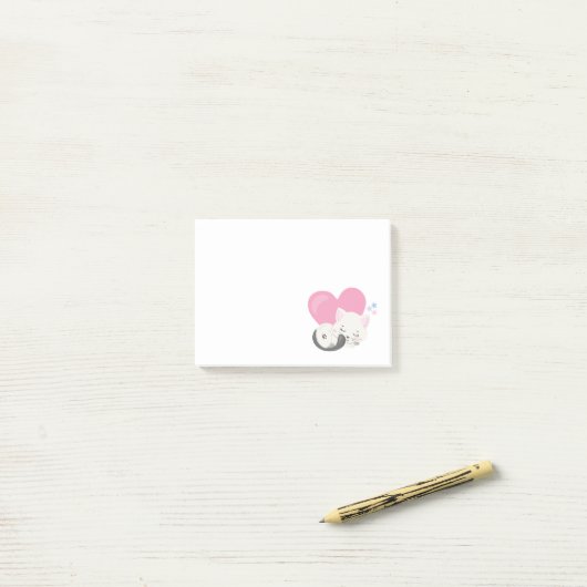 Post-it® Cuisine Blanc Kitty Chat Dormir (Sur un bureau)