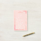 Post-it® Cuisine Pastel Peach Peach Pink Spirals Vines Flou (Sur un bureau)