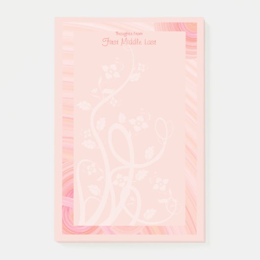 Post-it® Cuisine Pastel Peach Peach Pink Spirals Vines Flou (Devant)