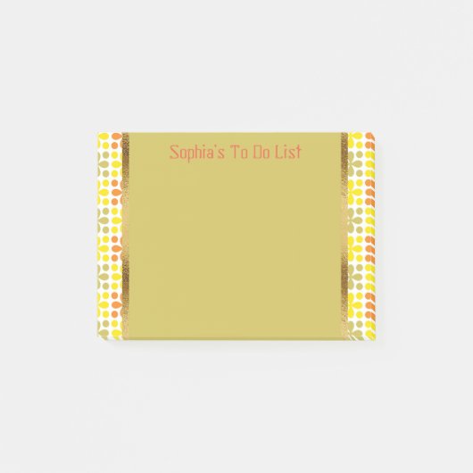 Post-it® Cuisine Personnalisée Retro Jaune Orange Vert Blan (Devant)