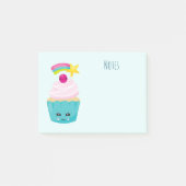 Post-it® Cupcake bleu mignon avec visage Kawaii (Devant)