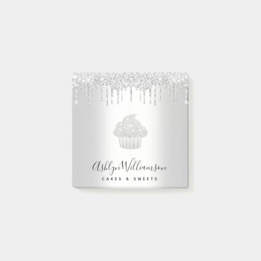 Post-it® Cupcake Boulangerie Pâtisserie Chef Argent Parties (Devant)