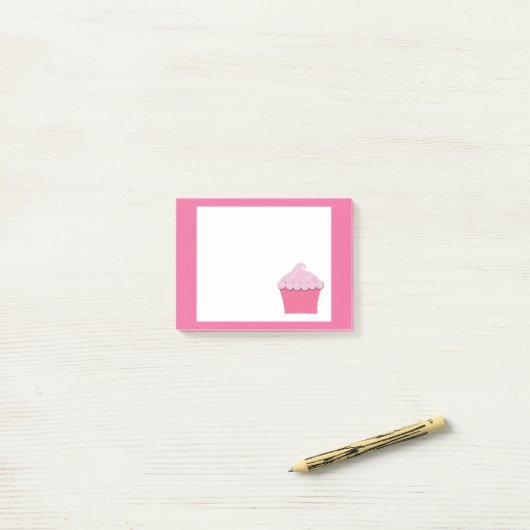 Post-it® Cupcake rose mou, Notes personnalisées (Sur un bureau)