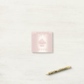 Post-it® Cupcake rose rose rose or parties scintillant gout (Sur un bureau)
