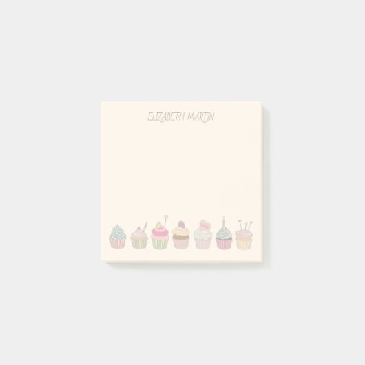 Post-it® Cupcakes et nom (Devant)