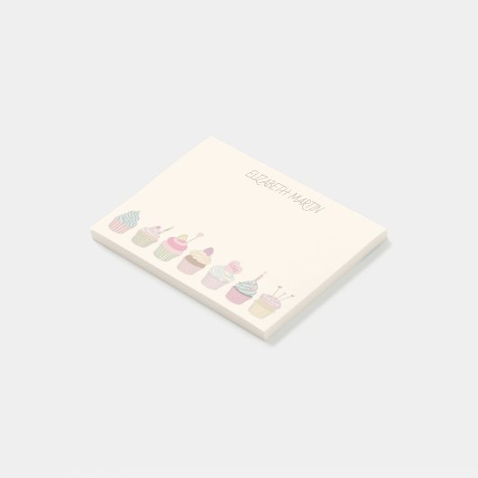 Post-it® Cupcakes et nom (Incliné)