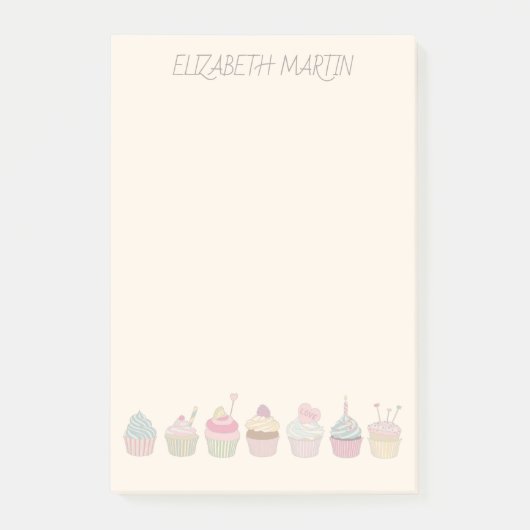 Post-it® Cupcakes et nom (Devant)