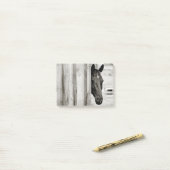 Post-it® Curieux Cheval noir (Sur un bureau)