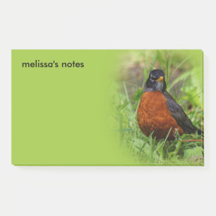 Post-it® Curieux oiseau-chanteur américain Robin dans l'her