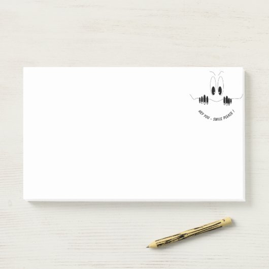 Post-it® Curiosity Eyes Smile Funny Sticky Notes (Sur un bureau)