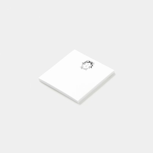 Post-it® Custom Black & White Crest Monogram Post-it Notes (Incliné)