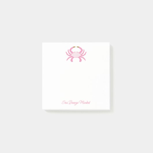 Post-it® Custom Chic Pink Crab | Coastal Sticky Notes (Devant)