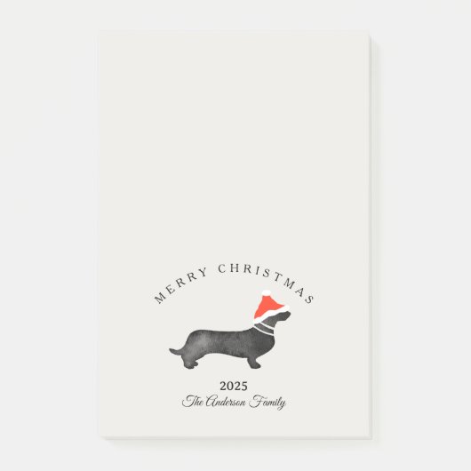 Post-it® Custom Christmas red gray santa dachsund (Devant)