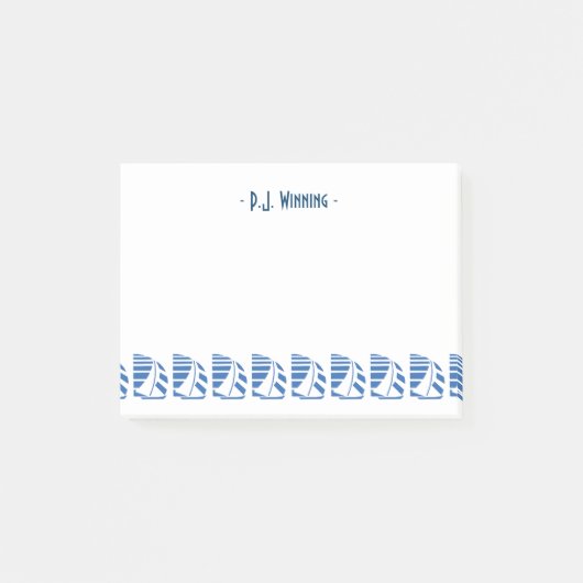 Post-it® Custom Deco Blue Racing Sailboats Sticky Notes (Devant)