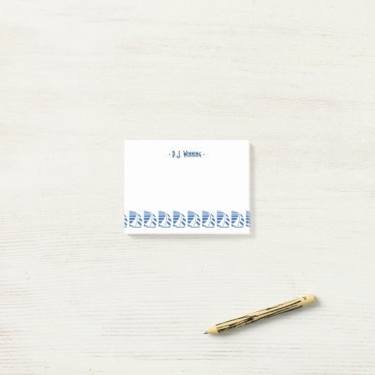 Post-it® Custom Deco Blue Racing Sailboats Sticky Notes (Sur un bureau)