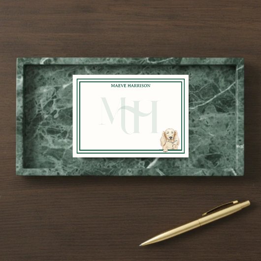 Post-it® Custom Monogram Hand Drawn Dachshund Reading