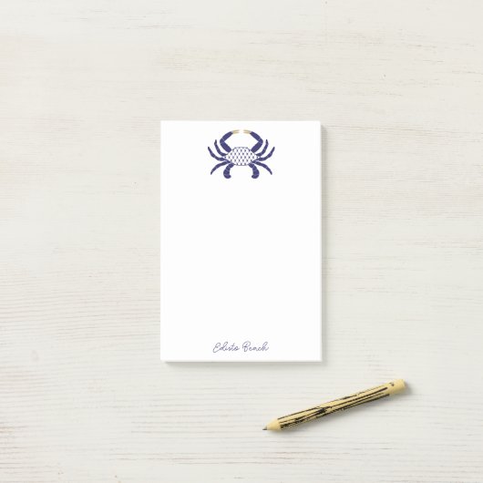 Post-it® Custom Navy Blue Crab, Coastal Sticky Notes (Sur un bureau)