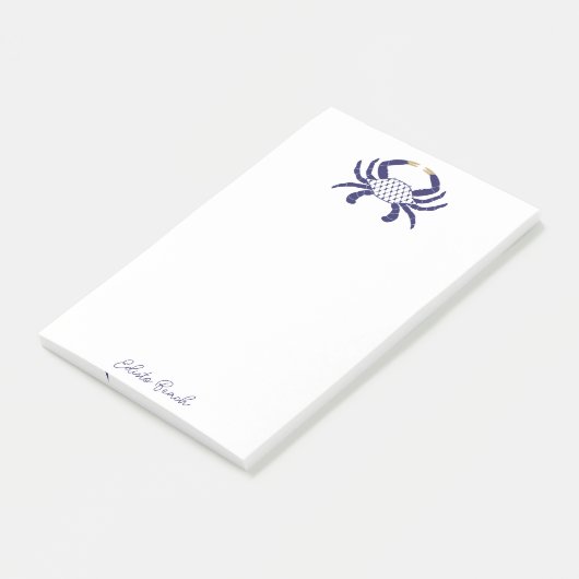 Post-it® Custom Navy Blue Crab, Coastal Sticky Notes (Incliné)