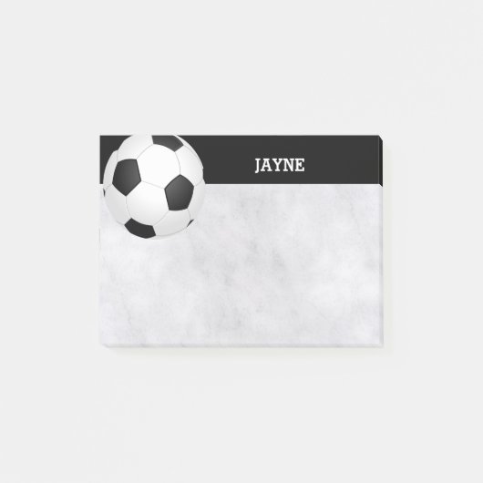 Post-it® custom soccer ball post it note black and white (Devant)