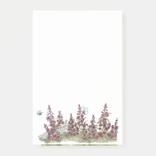Post-it® Cute Alaska Fireweed with/ Butterflies Post It Not (Devant)
