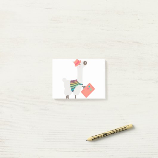 Post-it® Cute Alpaca et valise (Sur un bureau)