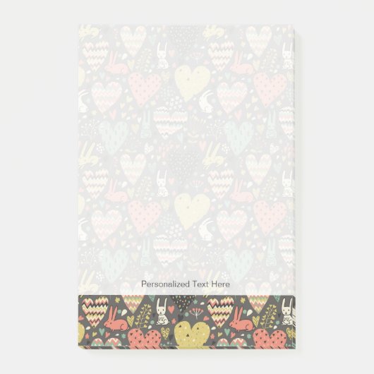 Post-it® Cute amour lapins motif avec le coeur (Devant)