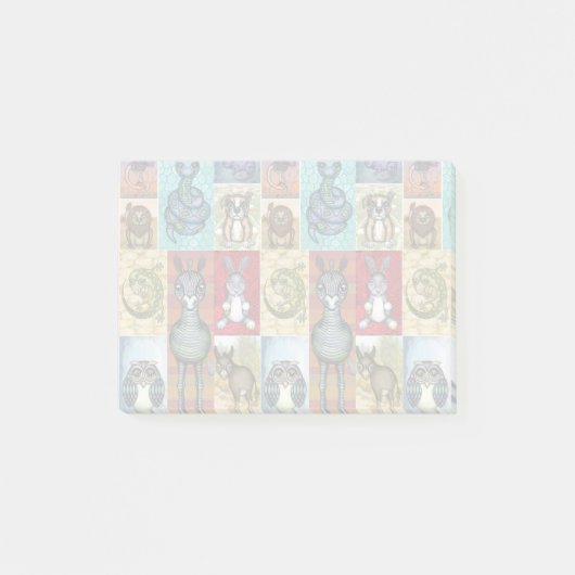 Post-it® Cute Animal Collage Folk Art Design (Devant)