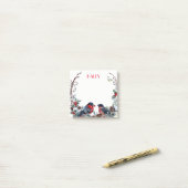 Post-it® Cute aquarelle Bullfinies Wreath (Sur un bureau)